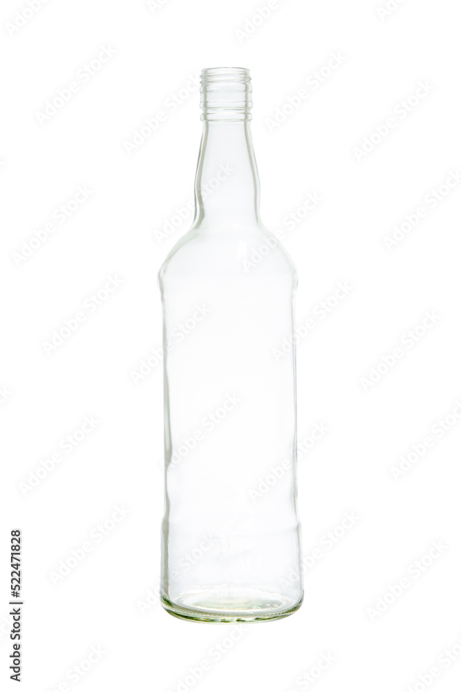 Empty Glass bottle isolated on white with clipping path