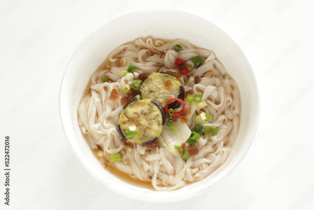 Koran food, Fried eggplant on Guksu for homemade comfort food Koran food, Fried eggplant on Guksu for homemade comfort food