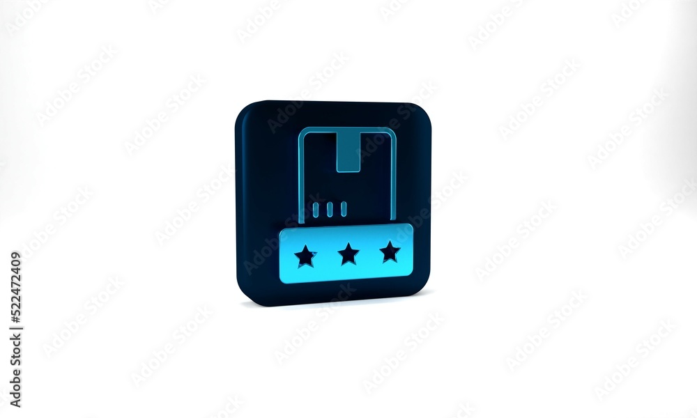 Blue Consumer or customer product rating icon isolated on grey background. Blue square button. 3d illustration 3D render Blue Consumer or customer product rating icon isolated on grey background. Blue square button. 3d illustration 3D render