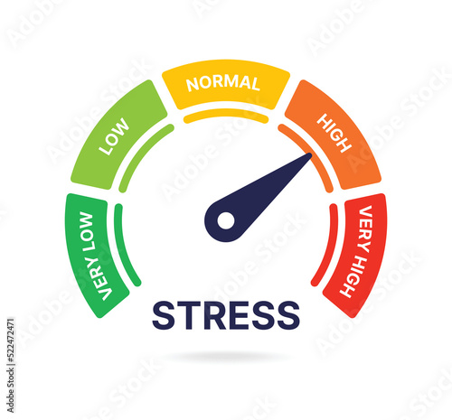 Stress level gauge icon vector illustration.