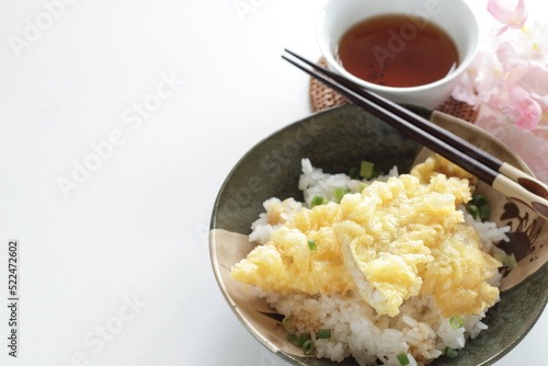 Japanese food, eel deep fried Anago Tempura on rice