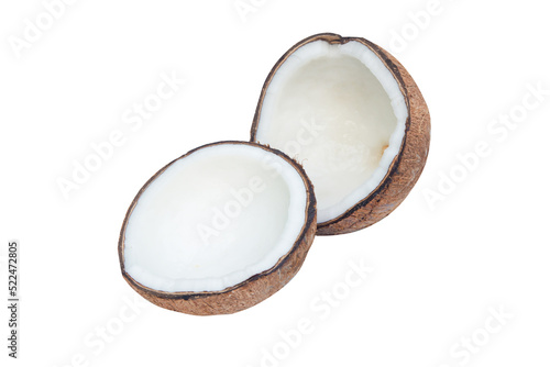Pieces of coconut isolated on white background with clipping path