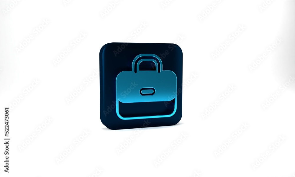 Blue Briefcase icon isolated on grey background. Business case sign. Business portfolio. Blue square button. 3d illustration 3D render Blue Briefcase icon isolated on grey background. Business case sign. Business portfolio. Blue square button. 3d illustration 3D render