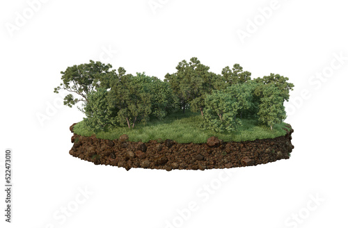 Forested land on a transparent background