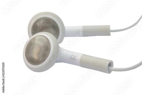 white earphones isolated on white background with clipping path.
