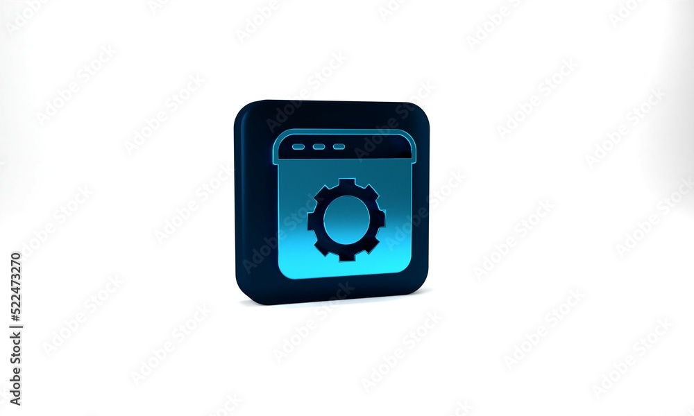Blue Browser setting icon isolated on grey background. Adjusting, service, maintenance, repair, fixing. Blue square button. 3d illustration 3D render Blue Browser setting icon isolated on grey background. Adjusting, service, maintenance, repair, fixing. Blue square button. 3d illustration 3D render