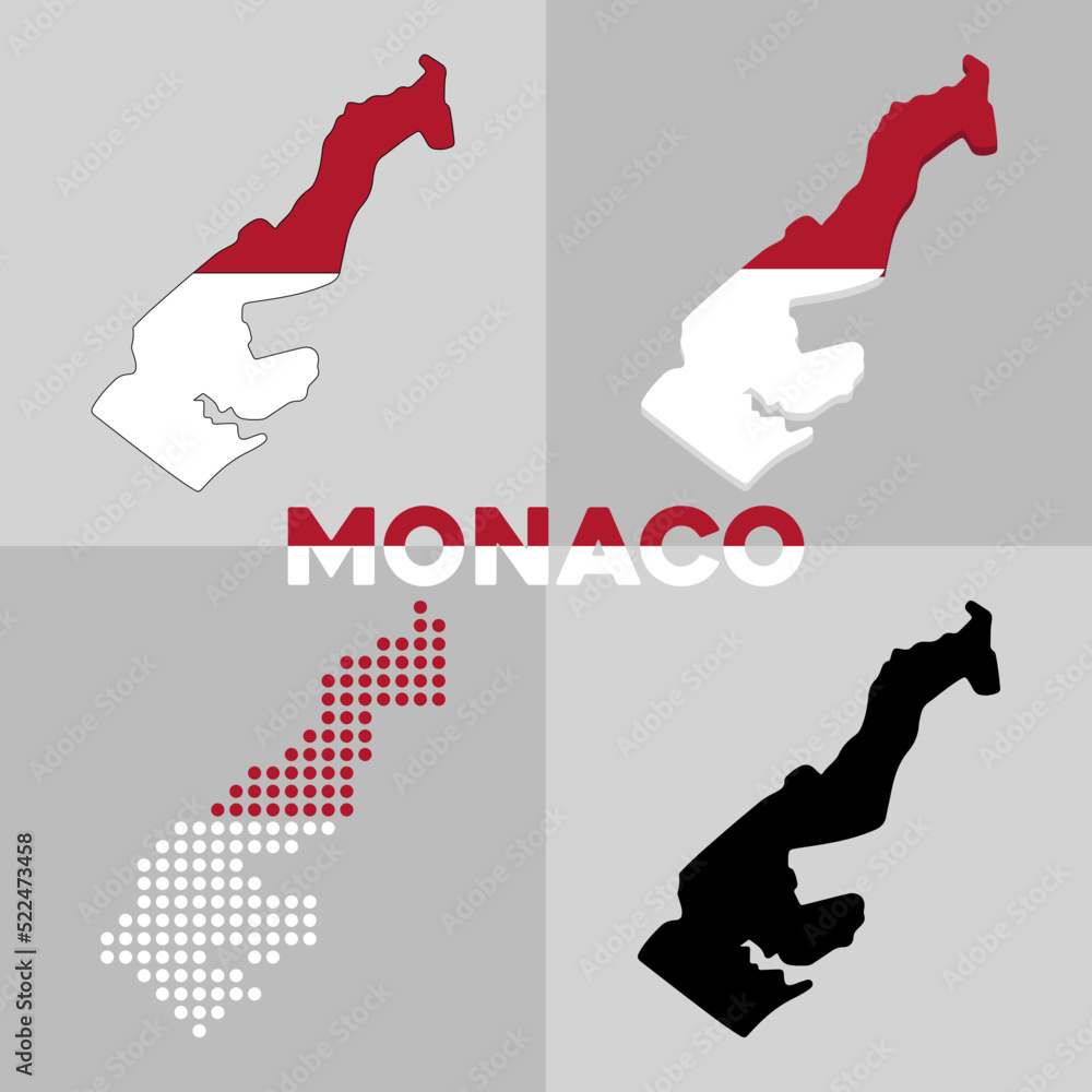 Vector map of the borders of Monaco. Flag and geography of the country of Monaco