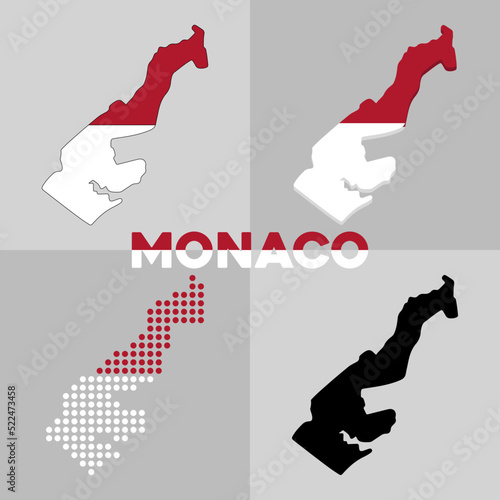 Obraz na płótnie Vector map of the borders of Monaco. Flag and geography of the country of Monaco w salonie
