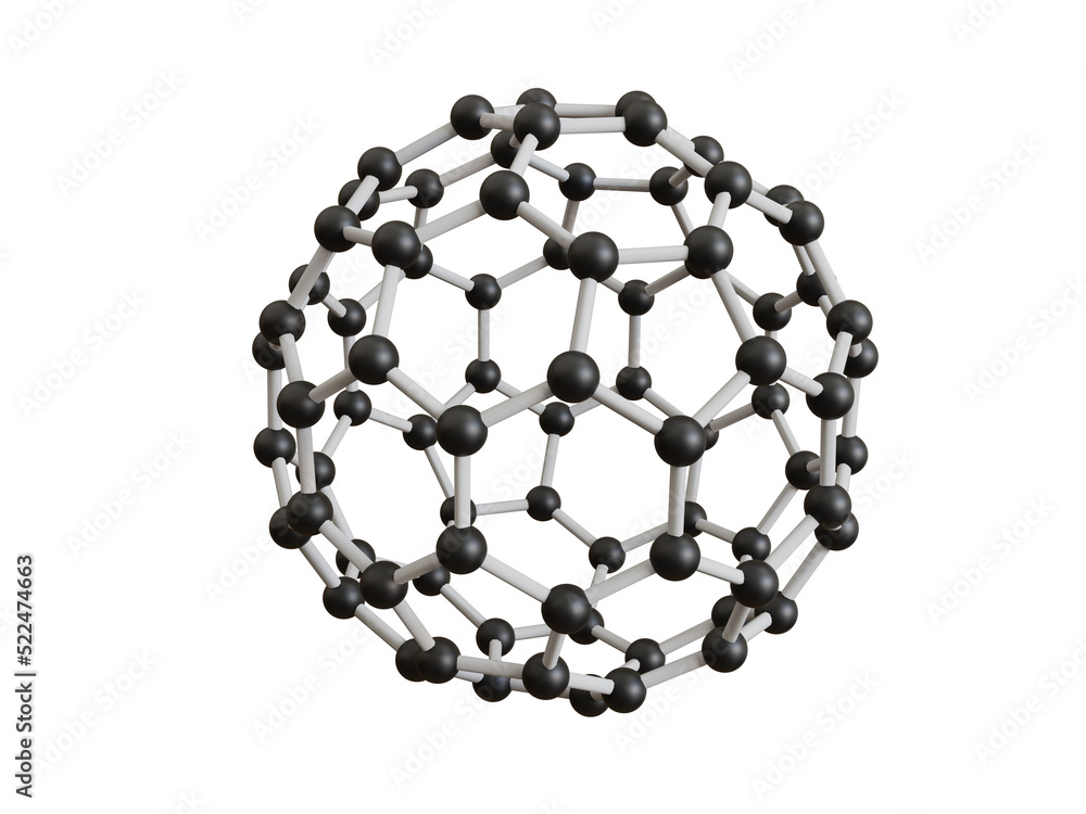 Molecule and buckyballs structure, biotechnology concept isolated on a transparent background Molecule and buckyballs structure, biotechnology concept isolated on a transparent background
