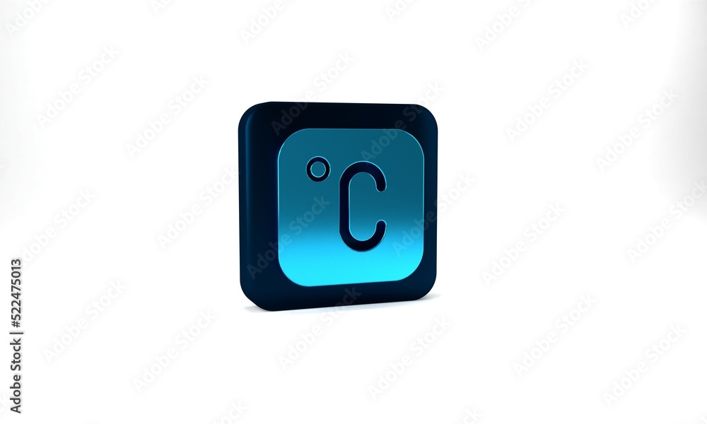 Blue Celsius icon isolated on grey background. Blue square button. 3d illustration 3D render Blue Celsius icon isolated on grey background. Blue square button. 3d illustration 3D render