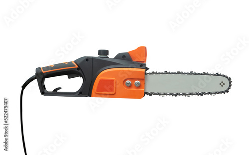 electric chainsaw isolated on white with clipping path