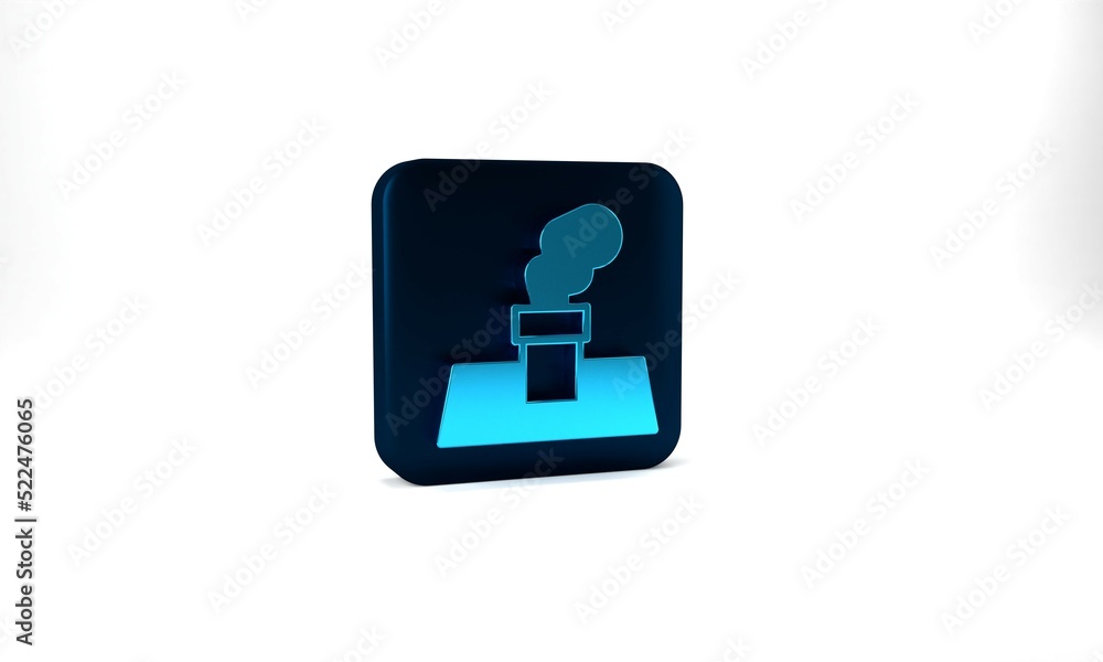 Blue Christmas chimney icon isolated on grey background. Merry Christmas and Happy New Year. Blue square button. 3d illustration 3D render Blue Christmas chimney icon isolated on grey background. Merry Christmas and Happy New Year. Blue square button. 3d illustration 3D render