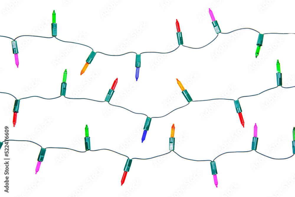 Christmas lights string isolated on white background with clipping path. Christmas lights string isolated on white background with clipping path.