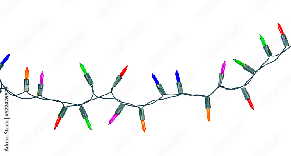 Christmas lights string isolated on white background with clipping path. Christmas lights string isolated on white background with clipping path.