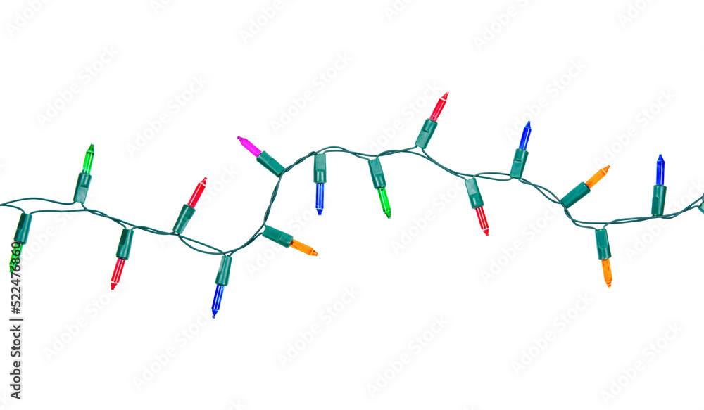 Christmas lights string isolated on white background with clipping path. Christmas lights string isolated on white background with clipping path.