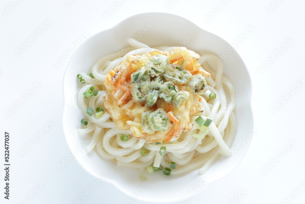 Japanese Okra and vegetable Tempura on Udon noodles Japanese Okra and vegetable Tempura on Udon noodles