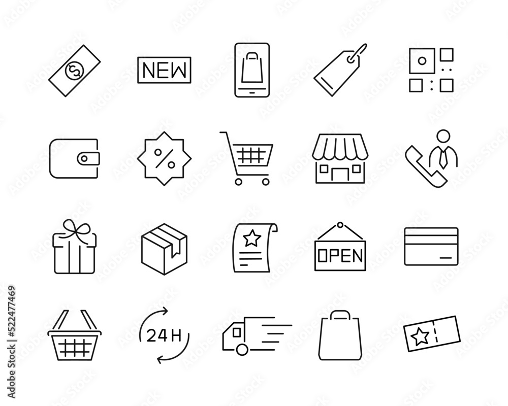 Shopping Icons - Vector Line. Editable Stroke. Shopping Icons - Vector Line. Editable Stroke.