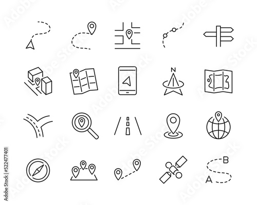 Navigation Icons - Vector Line. Editable Stroke. 