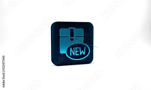 Blue New collection icon isolated on grey background. Blue square button. 3d illustration 3D render