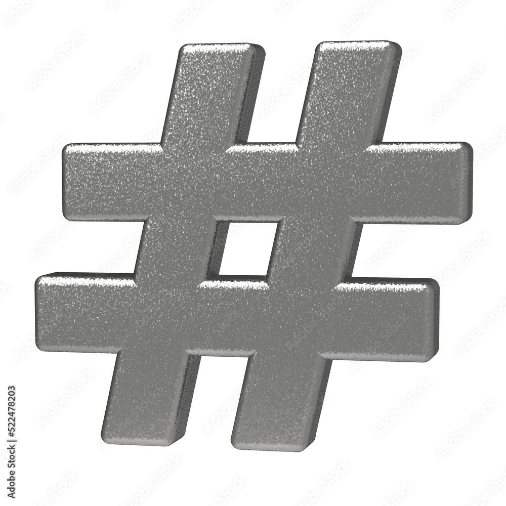 Obraz premium Hashtag icon isolated on transparent background. 3D Illustration.
