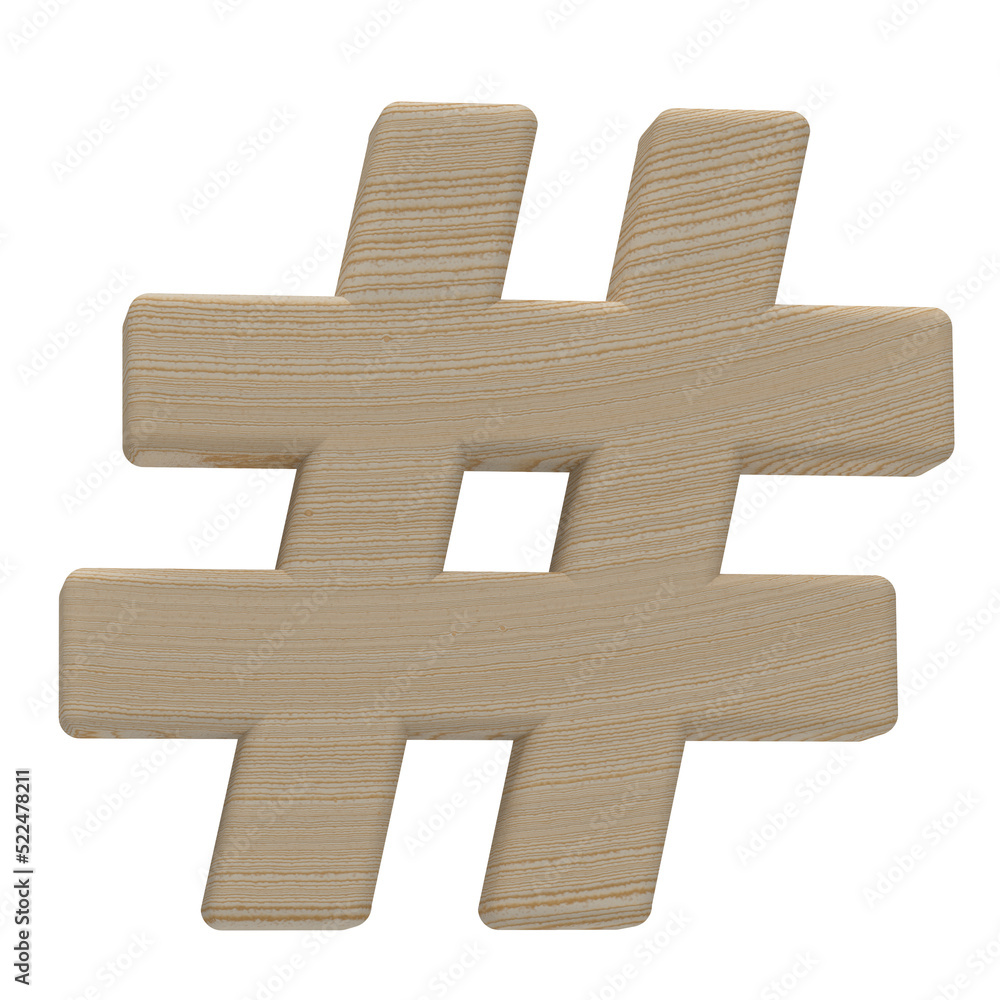 Obraz premium Hashtag icon isolated on transparent background. 3D Illustration.