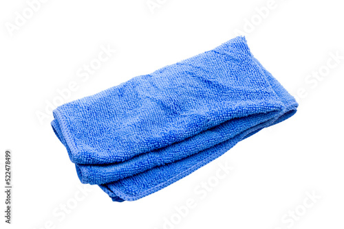 Blue microfiber cloth isolated on white background with clipping path