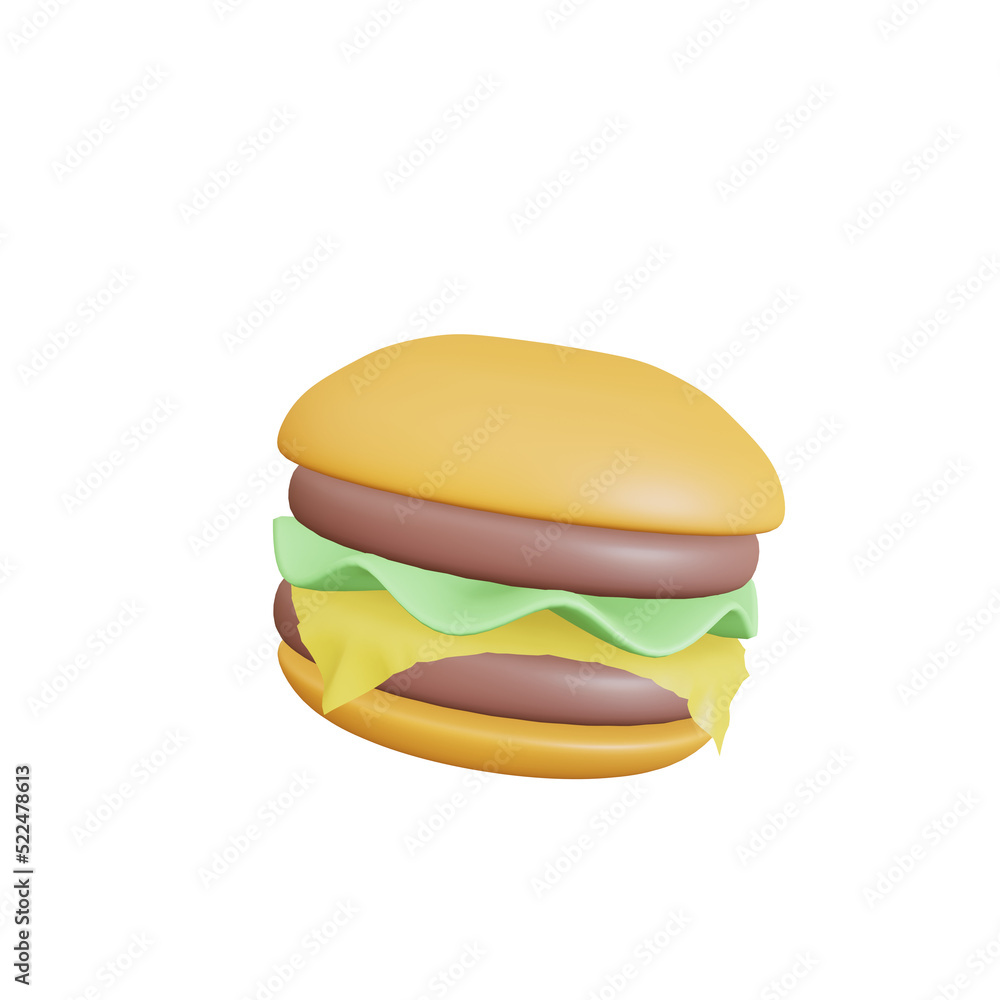 3D cartoon burger isolated on a transparent background 3D cartoon burger isolated on a transparent background