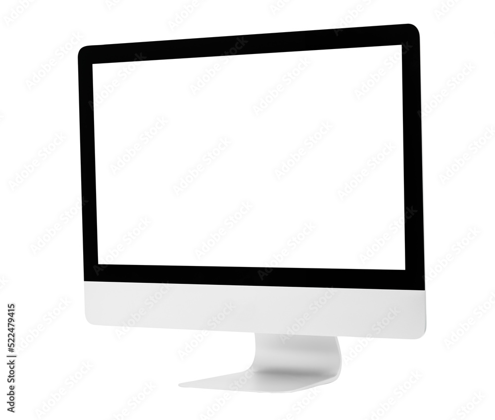 Desktop computer with blank screen mockup, Cutout. Desktop computer with blank screen mockup, Cutout.