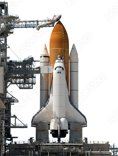 Space Shuttle takes off into space. Elements of this image furnished by NASA.