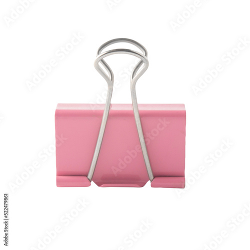Pink paper clip mockup, Cutout. photo