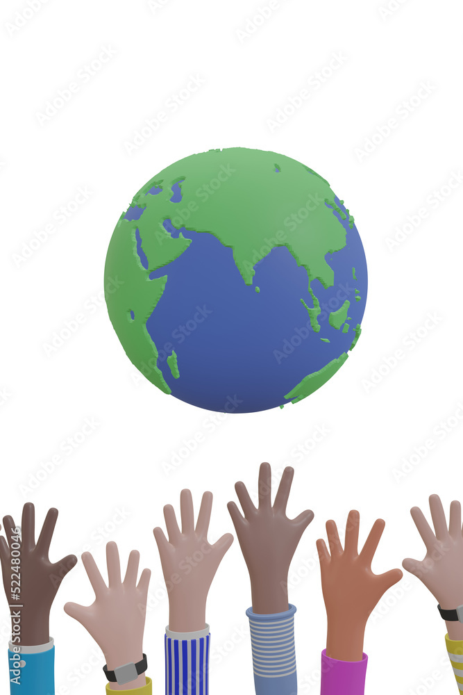 Cartoon-style global culture and world diversity or earth day as a concept of diverse people Cartoon-style global culture and world diversity or earth day as a concept of diverse people