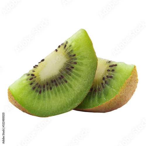 Kiwi fruit and half and slice mockup, Cutout.
