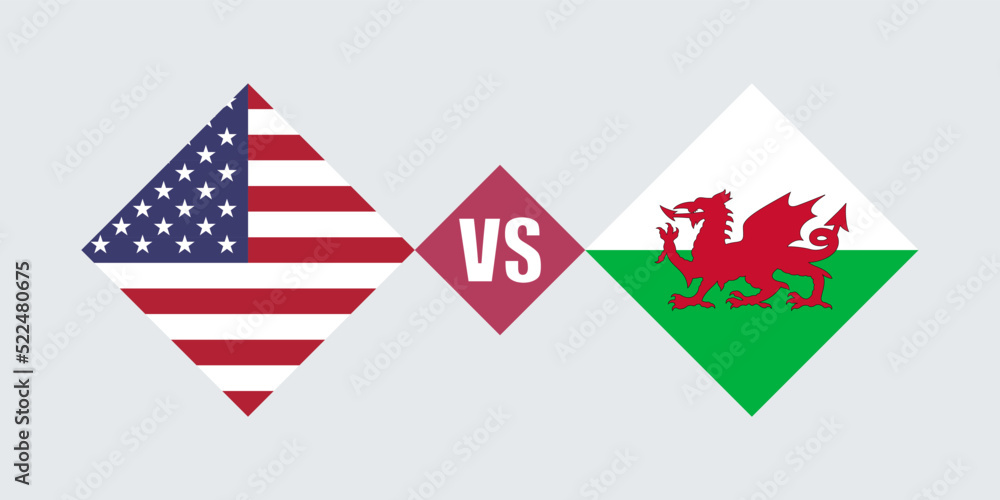 Wales vs USA flag concept. Vector illustration. Wales vs USA flag concept. Vector illustration.
