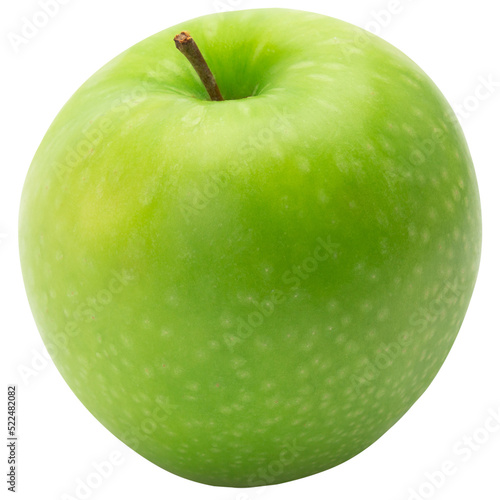 Ripe whole green apple, Cutout.