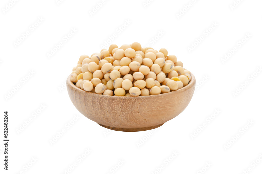 Soybeans in bowl wood isolated on white background with clipping path Soybeans in bowl wood isolated on white background with clipping path