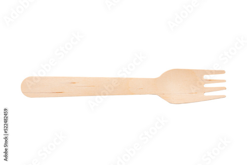 Wooden cutlery single use eco friendly . isolated on white background. with clipping path
