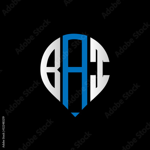 BAI logo monogram isolated on circle element design template, BAI letter logo design on black background. BAI creative initials letter logo concept. BAI letter design.

