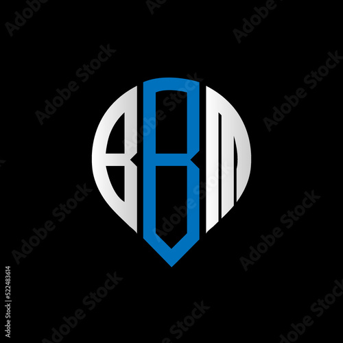 BBM logo monogram isolated on circle element design template, BBM letter logo design on black background. BBM creative initials letter logo concept. BBM letter design.
 photo