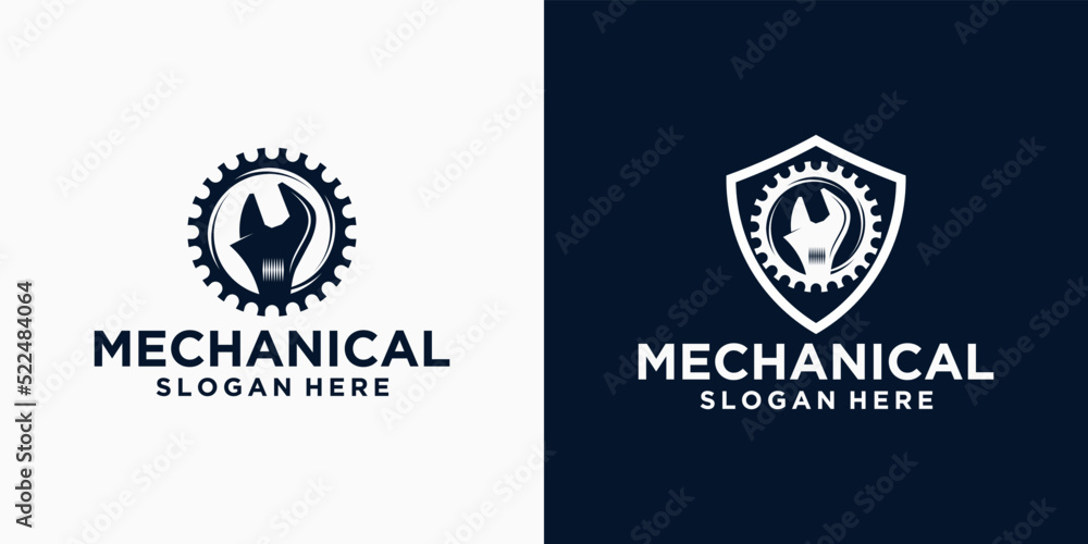 Obraz premium engine repair mechanic logo, Service, maintenance, Automotive and motorcycle repair shop logos and cars
