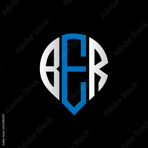 BER logo monogram isolated on circle element design template, BER letter logo design on black background. BER creative initials letter logo concept. BER letter design.
