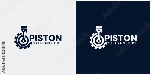 Service Engine Repair Maintenance logo Gears and pistons Automotive engine mechanic technology logo