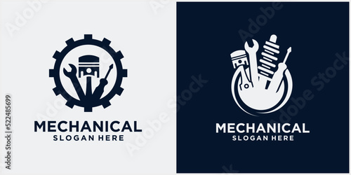 engine repair mechanic logo, Service, maintenance, Automotive and motorcycle repair shop logos and cars