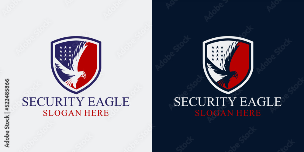 Eagle Vector Logo, eagle protection Eagle logo template design with vector shield combination,