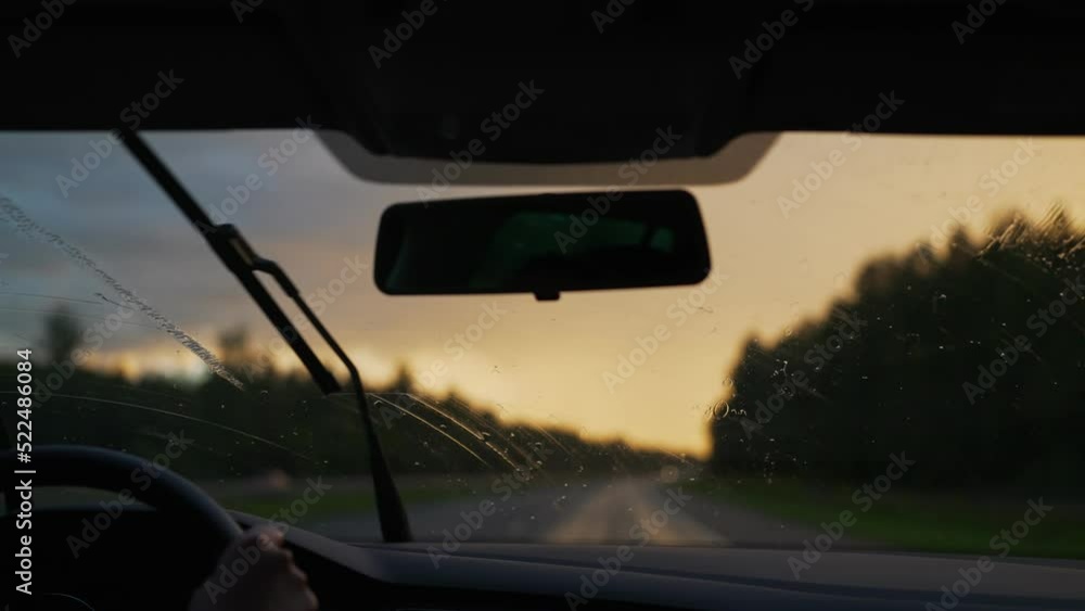 Driving car in bad weather conditions. Heavy rain. Driving car in bad weather conditions. Heavy rain.