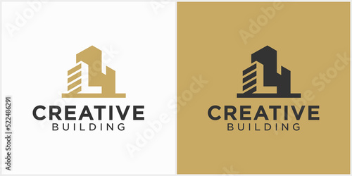 Tech building logo design architectural construction Building Design Template Vector