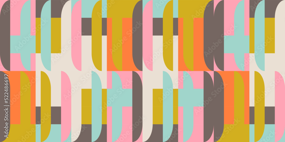 Modern vector abstract geometric background with circles, rectangles and squares in retro style. Pastel colored simple shapes graphic pattern. Abstract mosaic artwork. Modern vector abstract geometric background with circles, rectangles and squares in retro style. Pastel colored simple shapes graphic pattern. Abstract mosaic artwork.