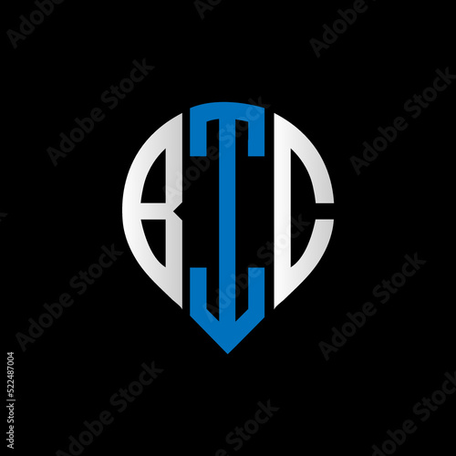 BIC logo monogram isolated on circle element design template, BIC letter logo design on black background. BIC creative initials letter logo concept. BIC letter design.
