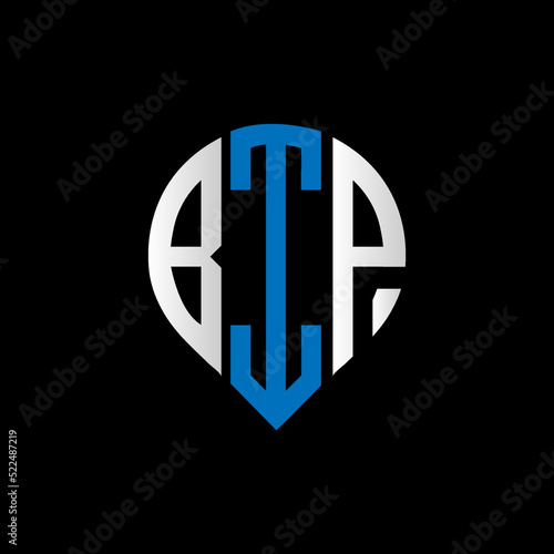 BIP logo monogram isolated on circle element design template, BIP letter logo design on black background. BIP creative initials letter logo concept. BIP letter design.
