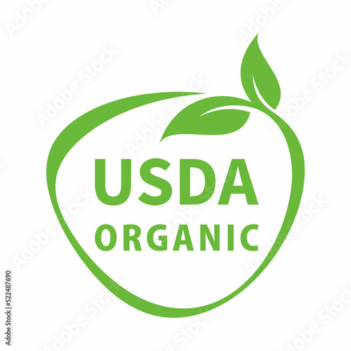 Usda organic green emblem illustration on white background