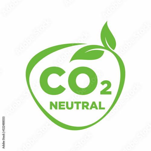 CO2 neutral green rough textured stamp - carbon emissions free (no air atmosphere pollution) industrial production eco-friendly isolated sign
